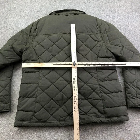 L.L. Bean Jacket Mens Large Green Quilted Canvas Down Insulated Full Zip Outdoor - Picture 7 of 9